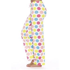 100% Cotton Jersey NWT White Pink Blue Yellow Pastel Dot Lounge Pants Sleep XL